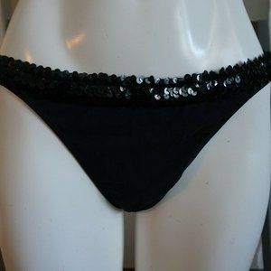 Le Mix Sauvage Rio Brazilian Bikini Pant w/ Sequin Belt in Black size Large